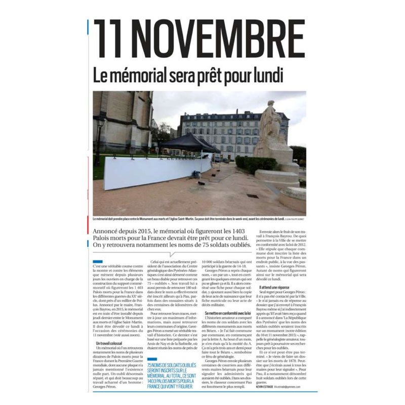 Article La Republique des Pyrénées du 09/11/2019 | CGPA (64)
